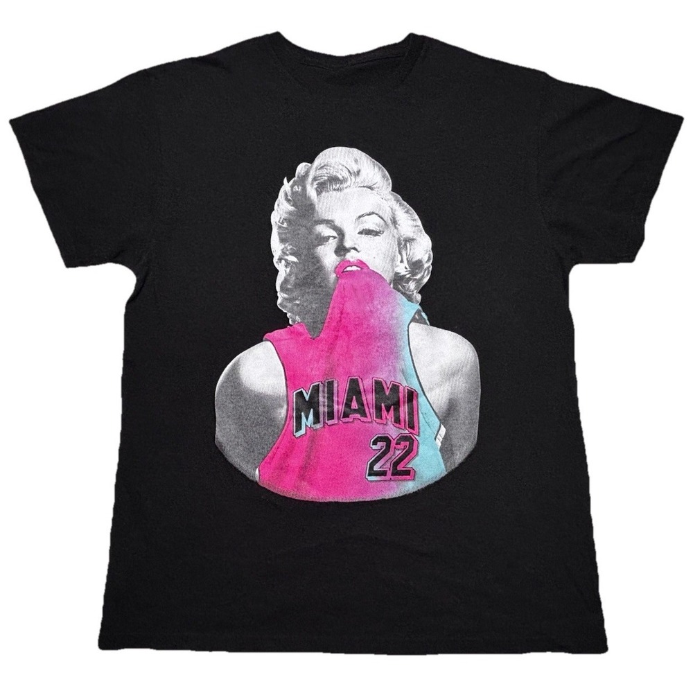 Marilyn Monroe Miami Heat 22 Vice Graphic T Shirt Black‎ Mens Small Jimmy Butler